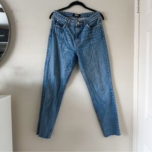 Reformation High-Rise Straight-Leg Jeans with Raw Hem